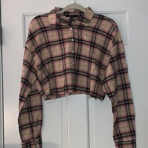 Raw Edge Cropped Flannel